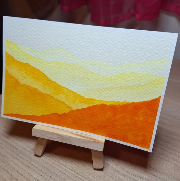 "Golden Range" Hand-painted watercolor painting - Picture 2 of 8